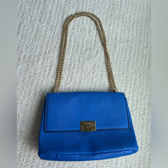 Aldo Royal Blue Handbag with Gold Tone Chain - Picture 1 of 7
